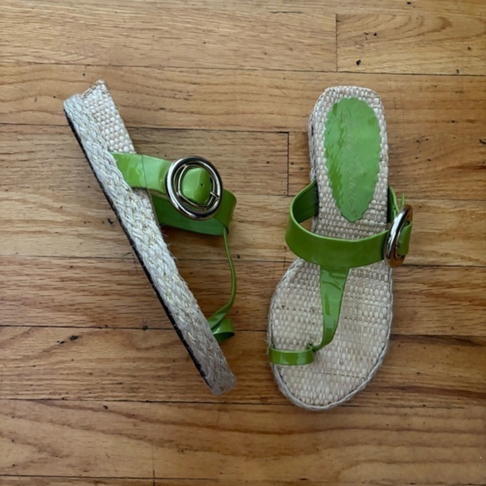 Vintage Y2K Green Wedge Juicy Couture Sandals Size 8